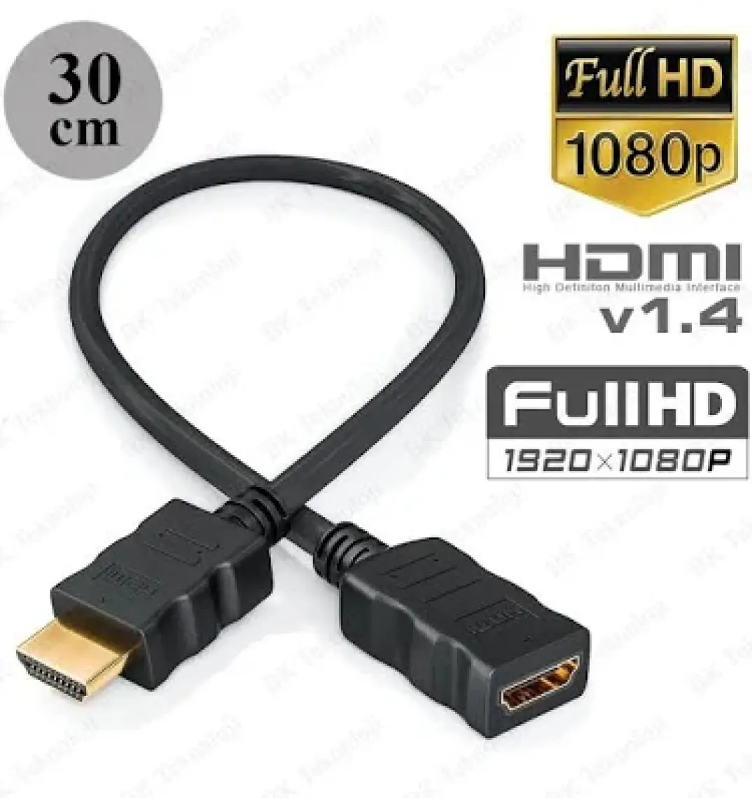 BK Teknoloji HDMI 1.4 Erkek-Dişi Kısa Uzatma Kablosu 3D Full Hd - 30CM