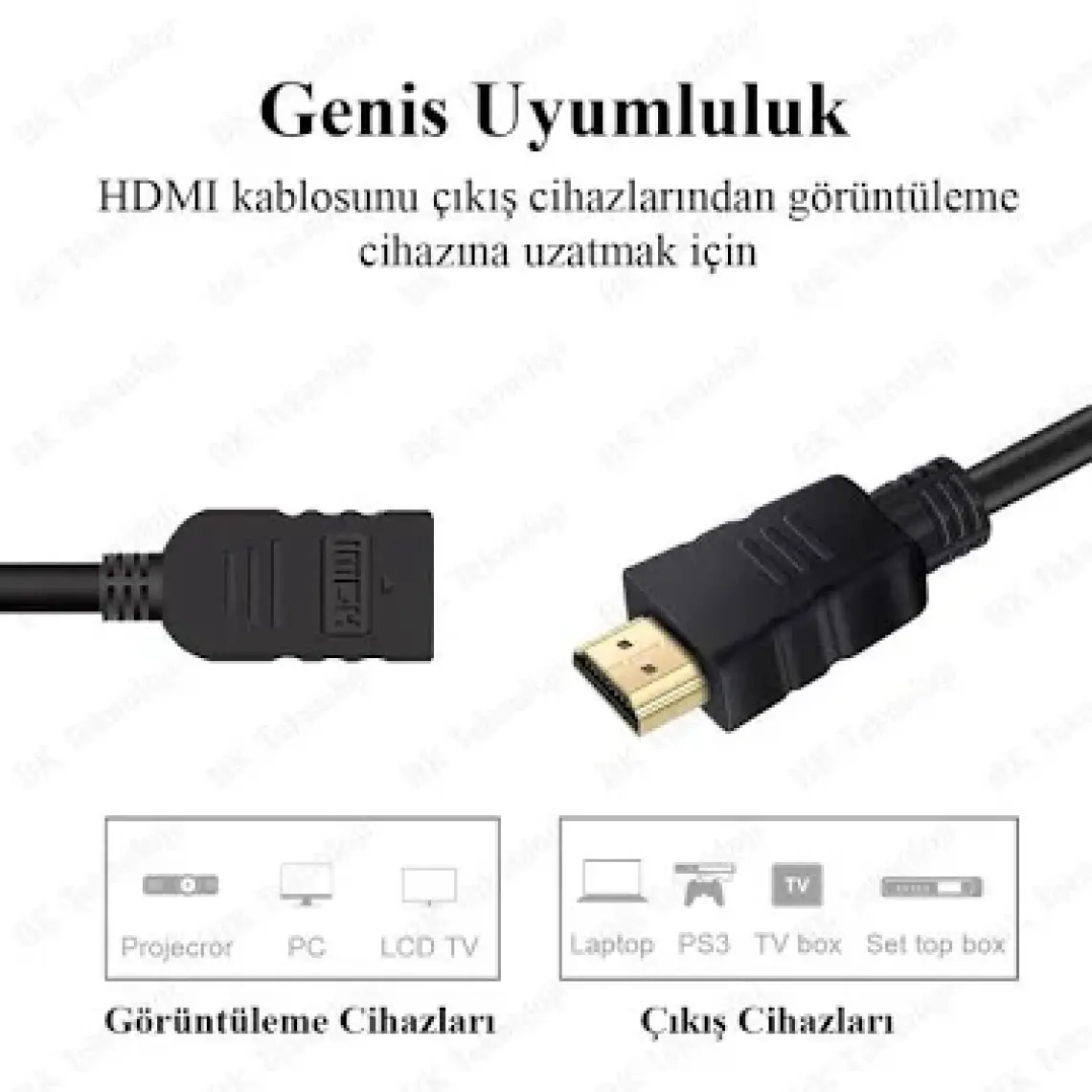 BK Teknoloji HDMI 1.4 Erkek-Dişi Kısa Uzatma Kablosu 3D Full Hd - 30CM