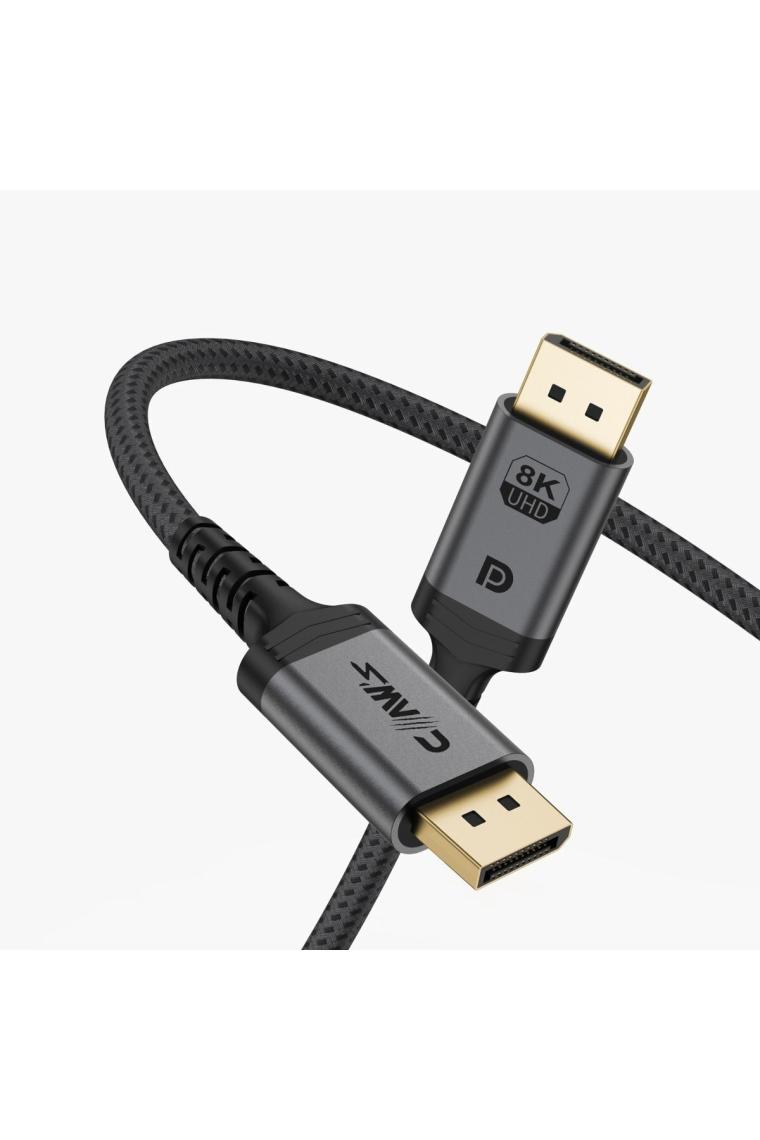 Claw's 8K UHD DisplayPort v1.4 32.4 Gbps / 24K Gold / Alüminyum Gövdeli 8K 60Hz-4K 120Hz-2K 240HZ-FHD 240Hz Destekli G-Sync & FreeSync Premium DisplayPort Kablo (C-DPP-B1)