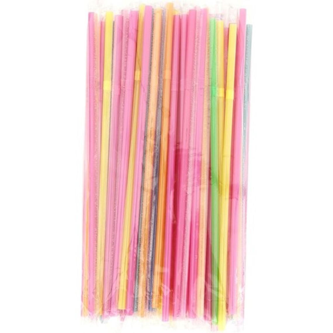 Ambalaj Pazarı Plastik Jelatinli Ince Körüklü Renkli Pipet - 50'li