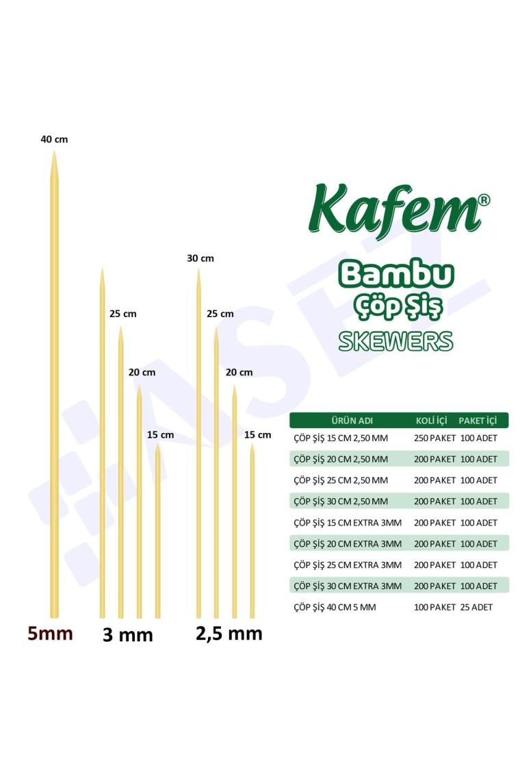 Bambu Çöp Şiş 30 cm 100 Lü X 10 Paket