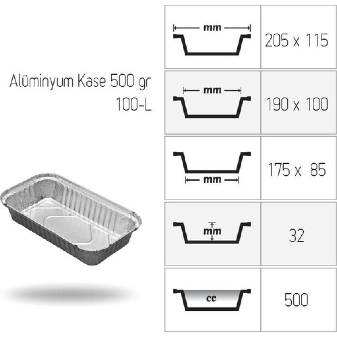 Alüminyum Kase 500 Gr 100 Adet