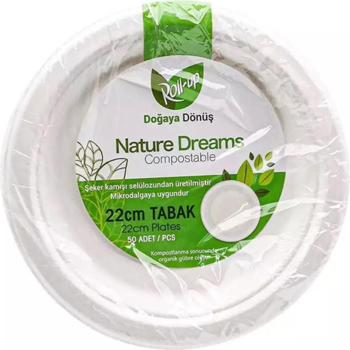 Roll-Up Nature Ekolojik Karton Kağıt Parti Tek Kullanımlık Tabak - 22 Cm. - 50 Adetlik 1 Paket