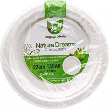 Roll-Up Nature Ekolojik Karton Kağıt Parti Tek Kullanımlık Tabak - 22 Cm. - 50 Adetlik 1 Paket