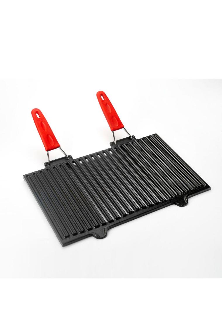 Döküm Dikdörtgen Mangal Izgarası Silikon Paslanmaz Çift Tel Saplı Ölçü 40x25cm.