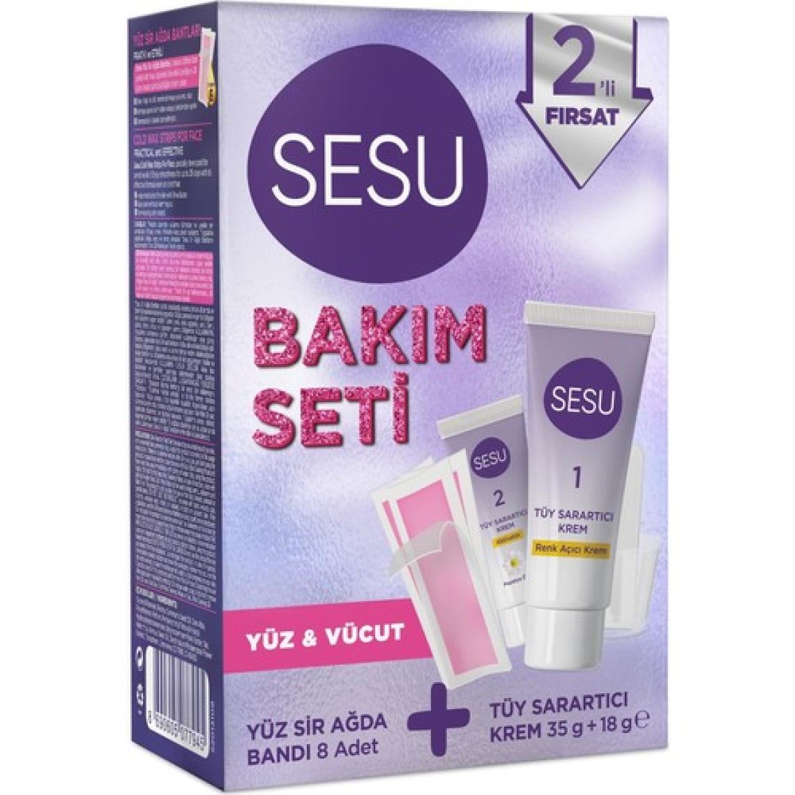 Sesu Tüy Sarartıcı Krem & Ağda Bandı Premium Bakım Seti