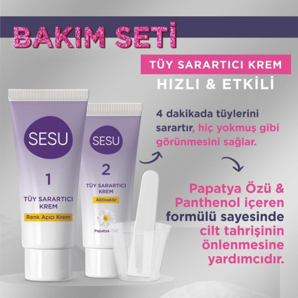 Sesu Tüy Sarartıcı Krem & Ağda Bandı Premium Bakım Seti