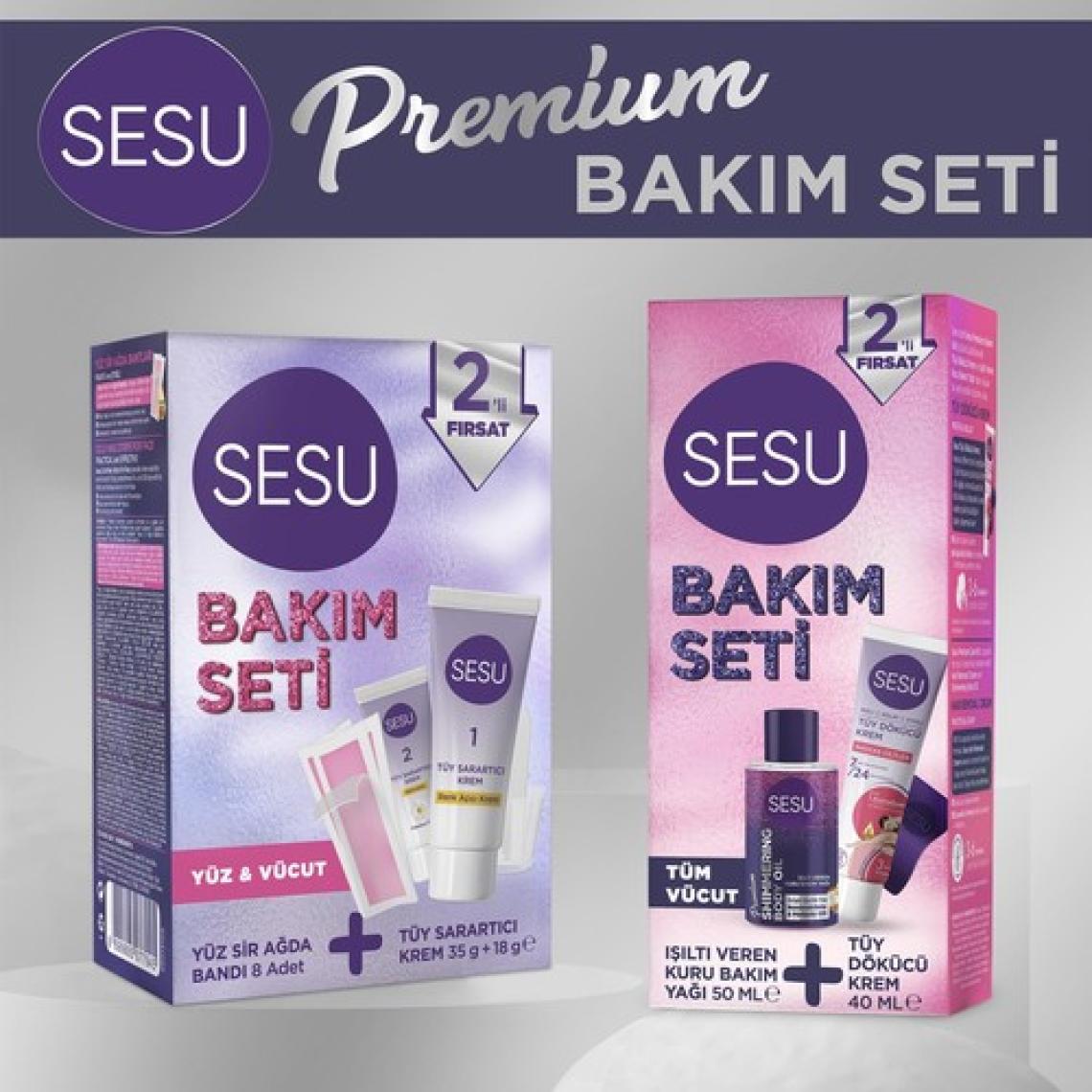 Sesu Tüy Sarartıcı Krem & Ağda Bandı Premium Bakım Seti