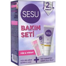 Sesu Tüy Sarartıcı Krem & Ağda Bandı Premium Bakım Seti