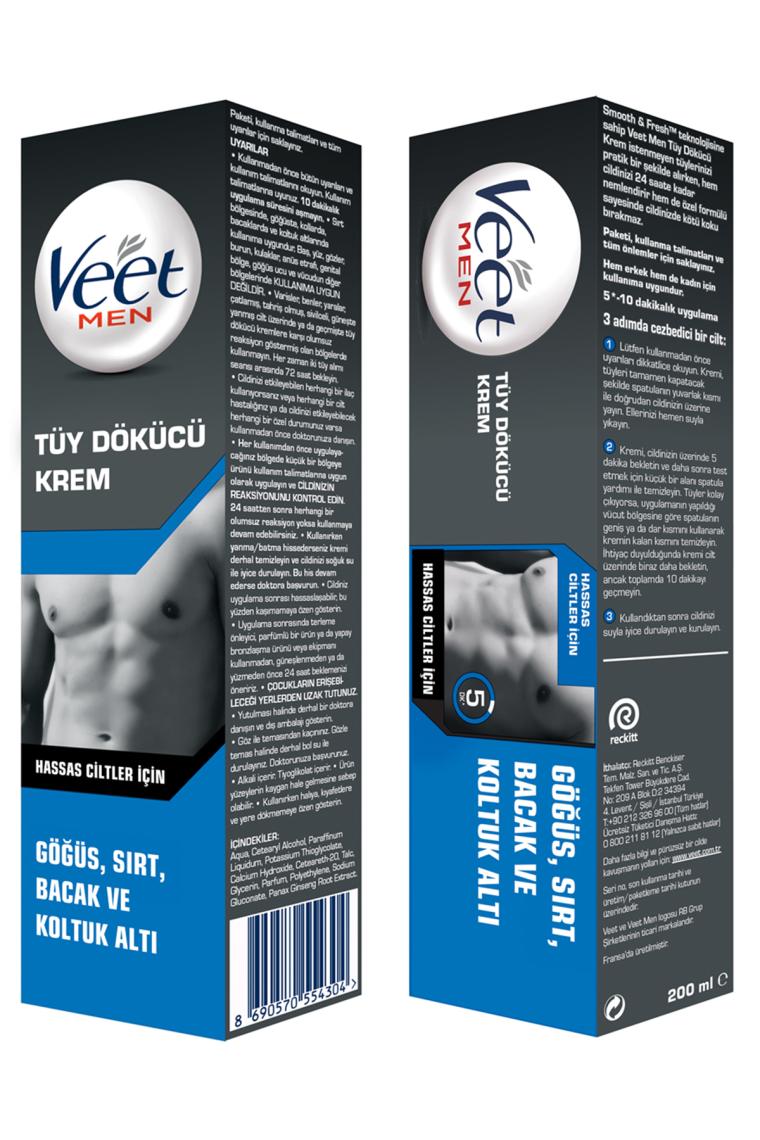 Veet Men Hassas 200ml + Özel Bölgeler İçin Tüy Dökücü Krem Seti 100&50 ml