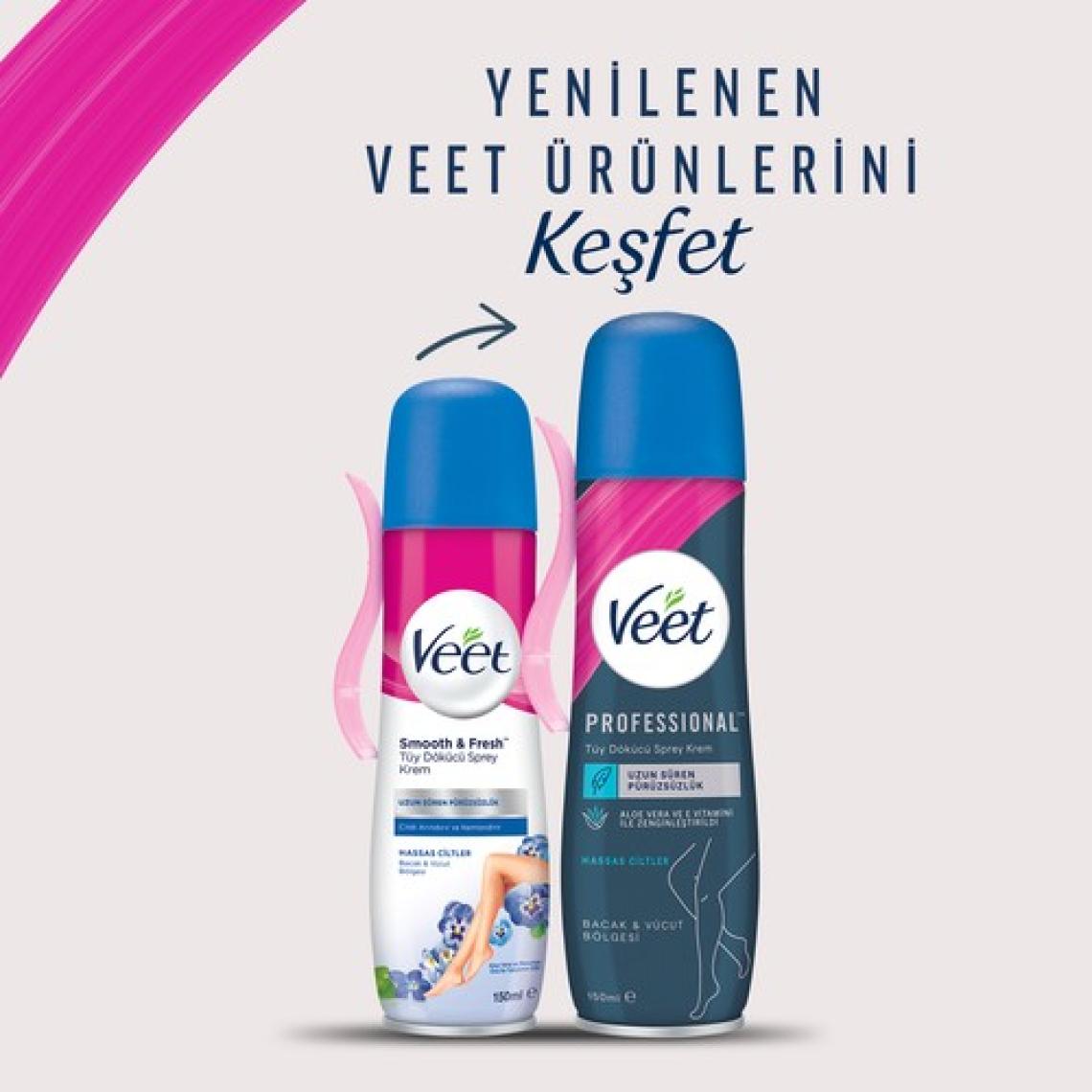 Veet Professional Tüy Dökücü Krem Sprey Bacak&Vücut Bölgesi Hassas Ciltler 150ml