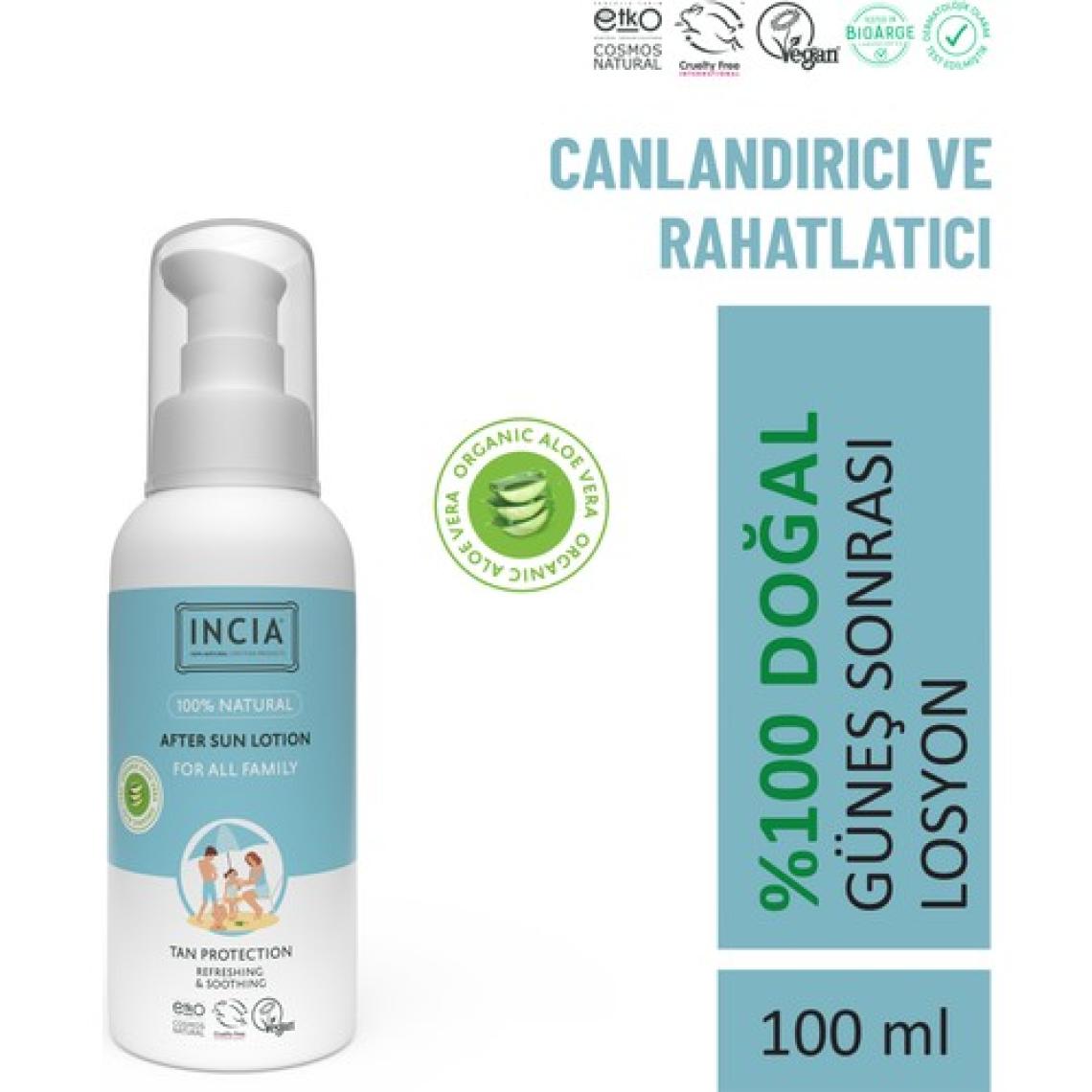 Incıa 100% Natural After Sun Losyon Güneş Sonrası Organik Aloe Vera Nemlendirici 100 ml