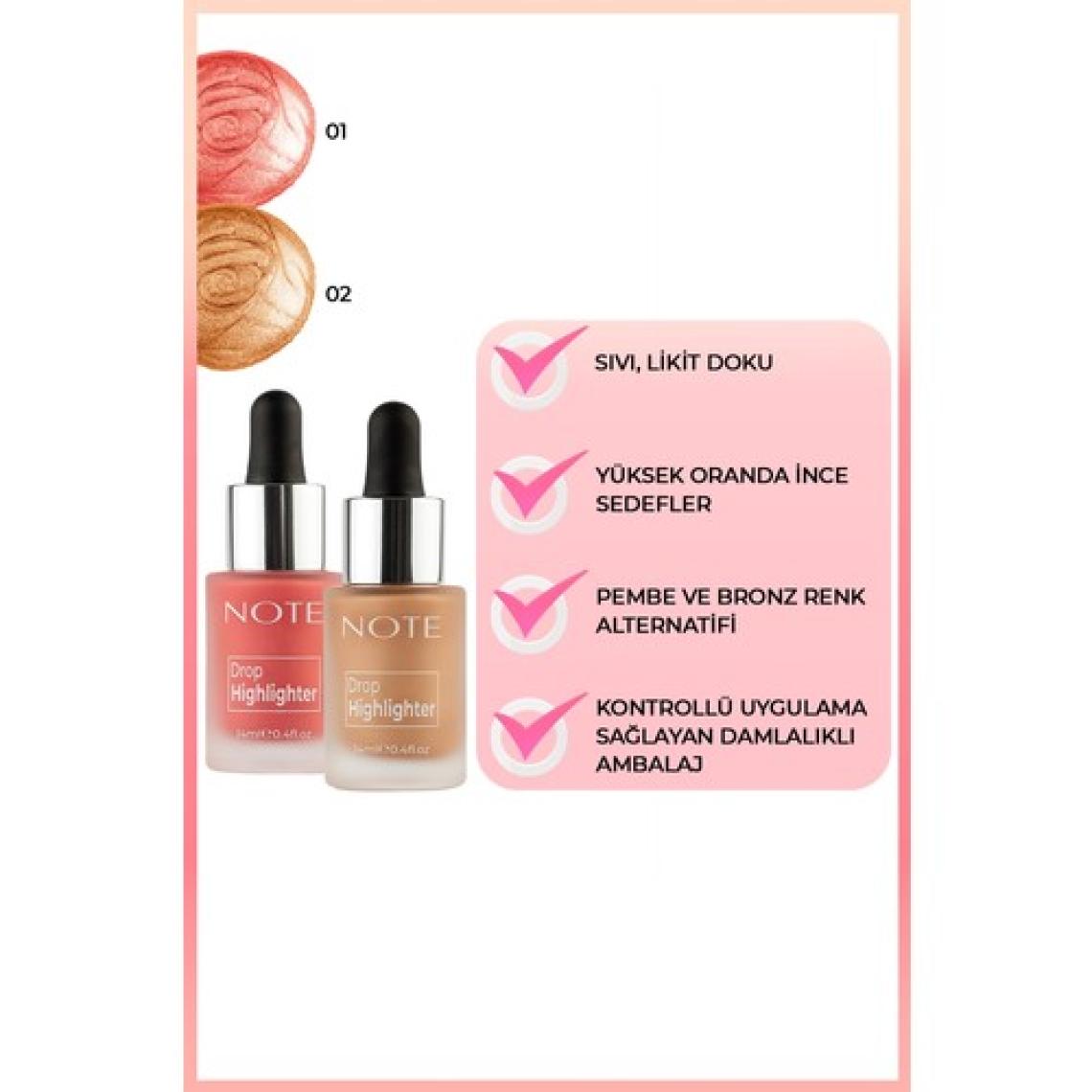 Note Drop Highlighter Likit Aydınlatıcı 01 Pearl Rose
