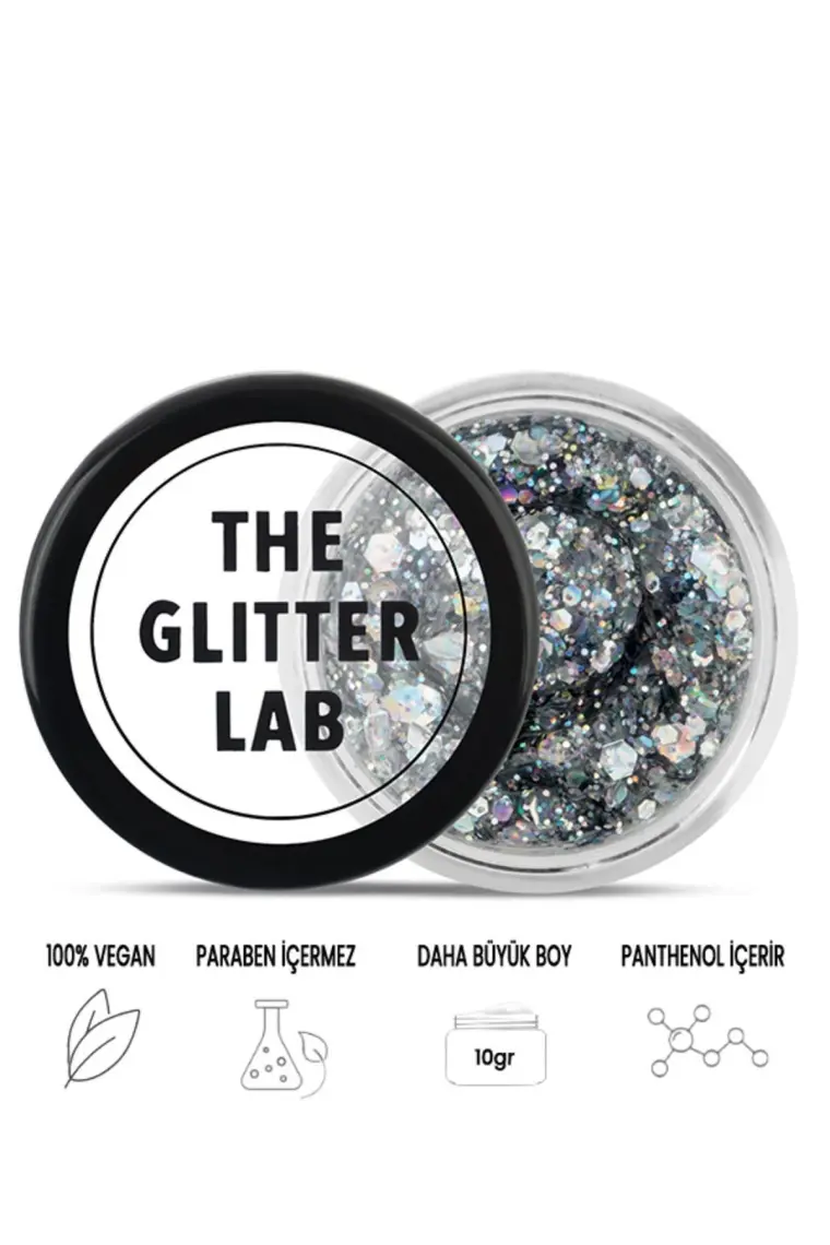 The Glitter Lab - Jel Formlu Parlak Glitter - Cool Silver ~10 gr