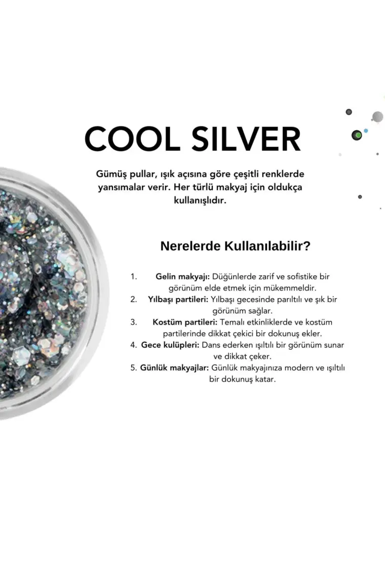 The Glitter Lab - Jel Formlu Parlak Glitter - Cool Silver ~10 gr