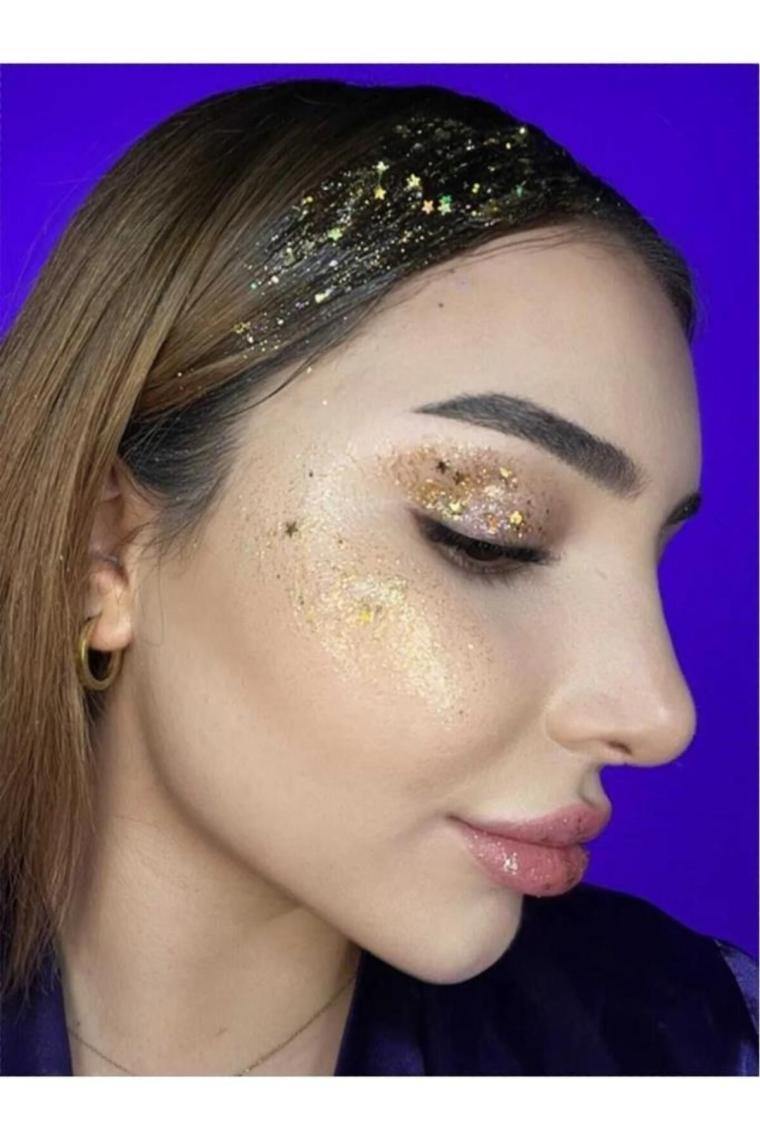Jel Formlu Parlak Glitter Face Makeup & Body &hair No:3 Dore