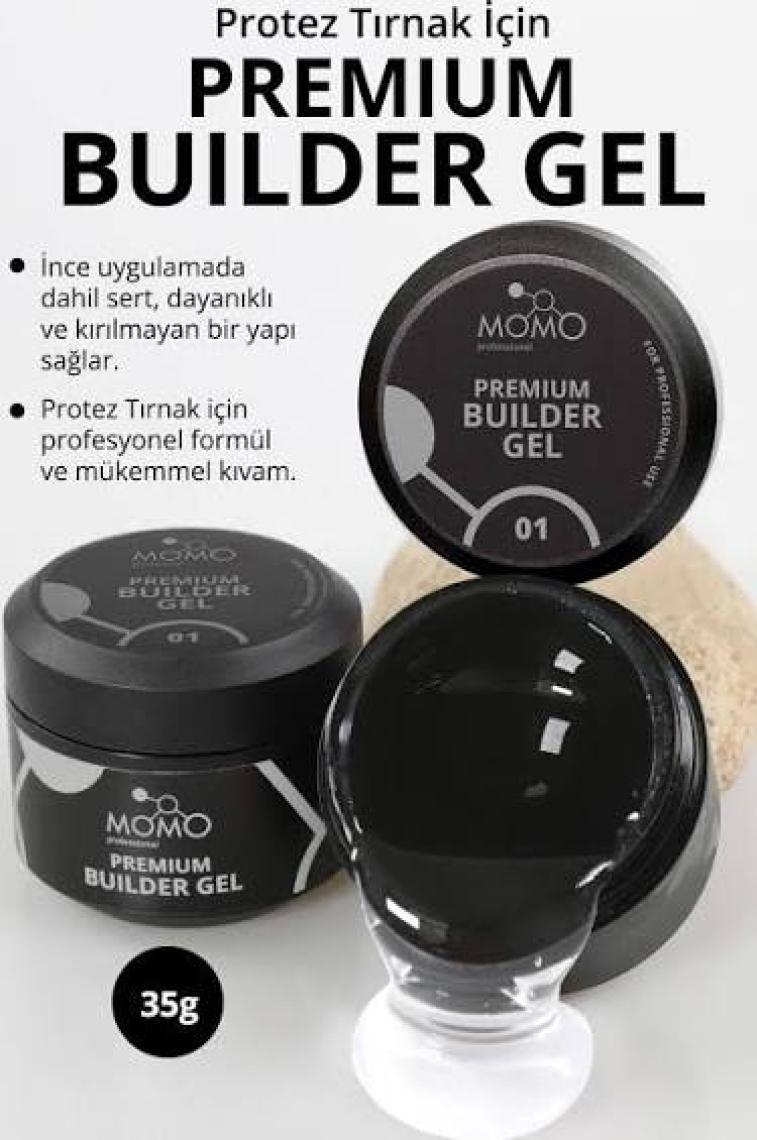 Momo Professional Premium Builder Protez Tırnak Jeli No.1, Şeffaf, 35 gr