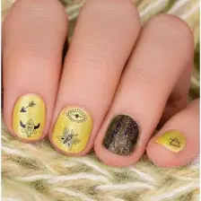 Sarı Minimal Tırnak Dövmesi Trnak Tattoo Nail Art Tırnak Sticker