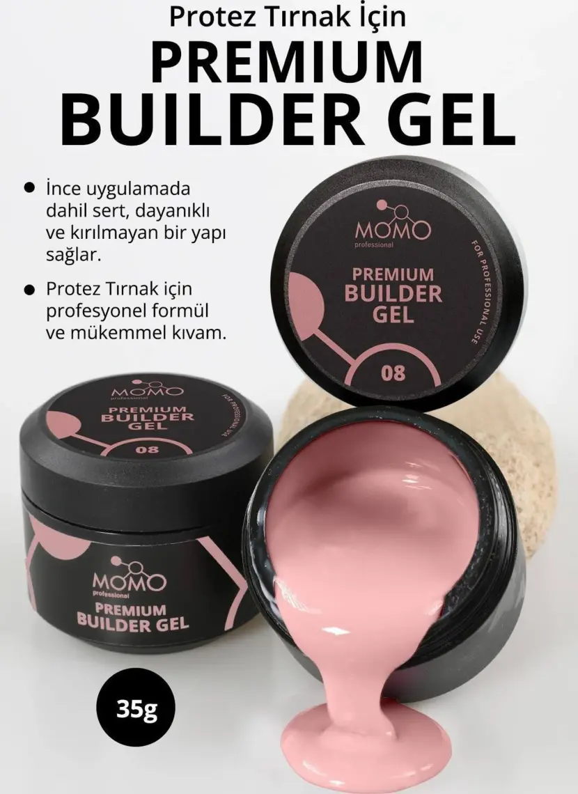 Momo Professional Premium Builder Protez Tırnak Jeli No.8, Gül Kurusu, 35 gr