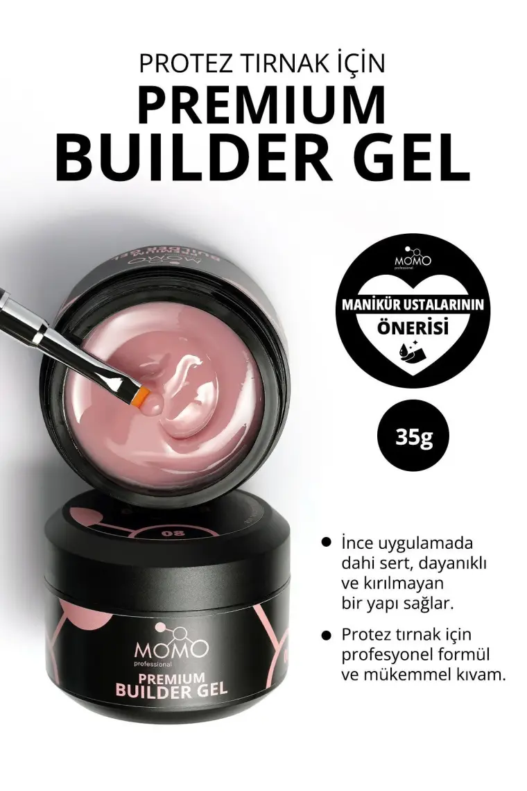 Momo Professional Premium Builder Protez Tırnak Jeli No.8, Gül Kurusu, 35 gr