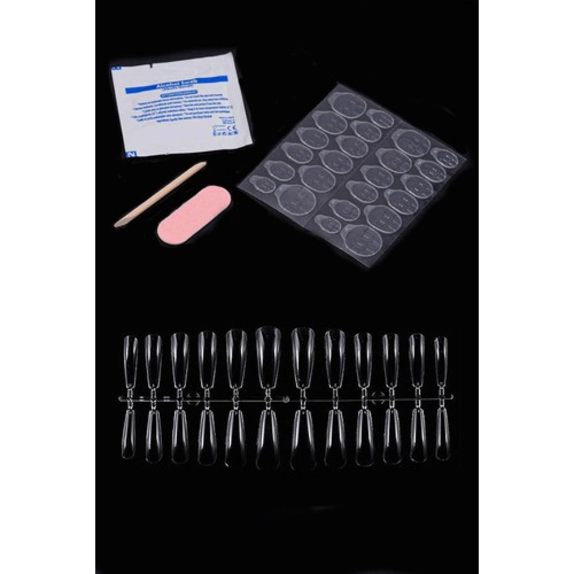 Pop Beauty Şeffaf Takma Tırnak Seti, 24'lü Takma Tırnak, 24' Pro Yapıştırıcı, Törpü, Tırnak Eti Itici