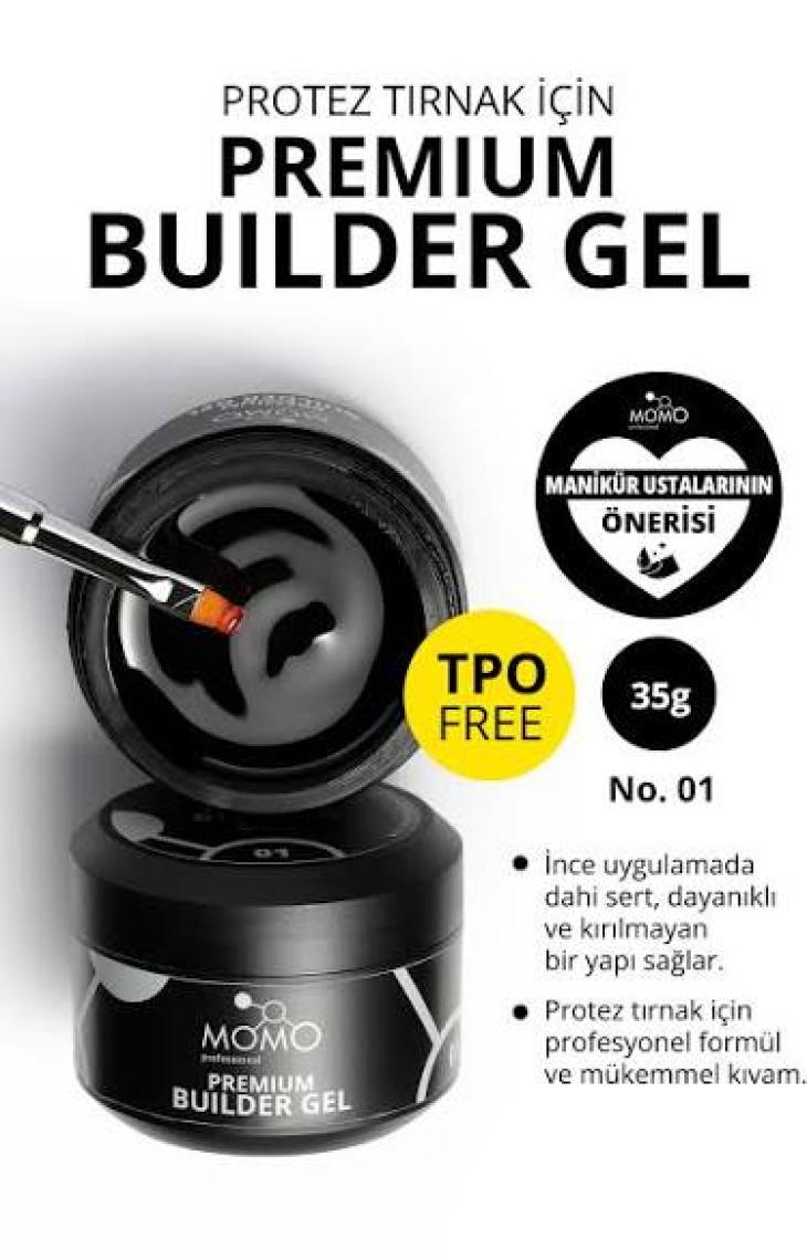 Momo Professional Premium Builder Protez Tırnak Jeli No.1, Şeffaf, 35 gr