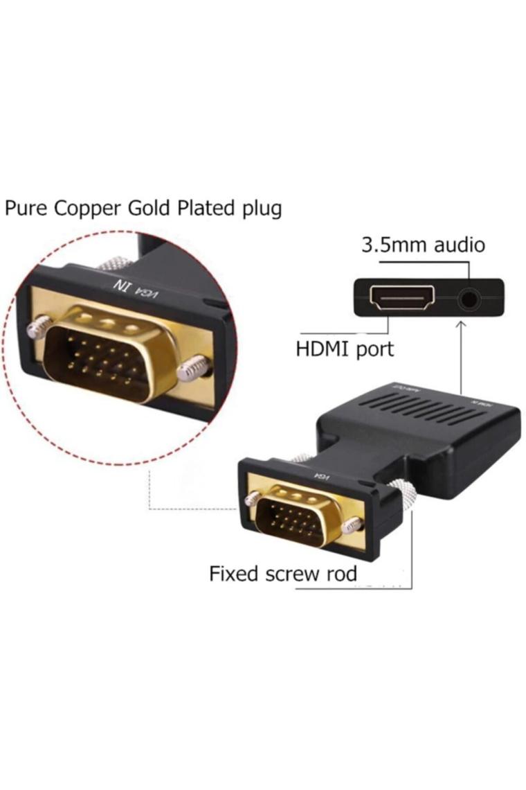4501 Vga To Hdmi Çevirici Dönüştürücü Laptop Tv Monitör Adaptör Kablosu