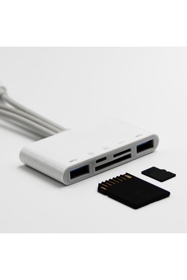 5in1 Allround Iphone Type-c Usb 2xusb Sd Tf Kart Şarj Adaptörü