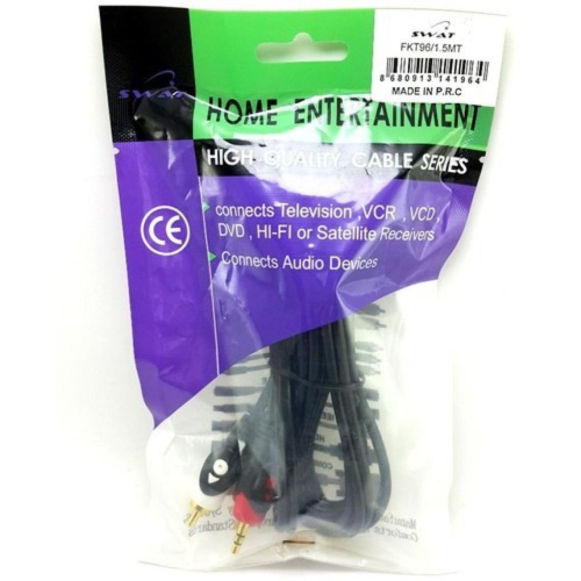 Swat 2Rca 3,5Mm 1.5 Metre Stereo Kablo Gold