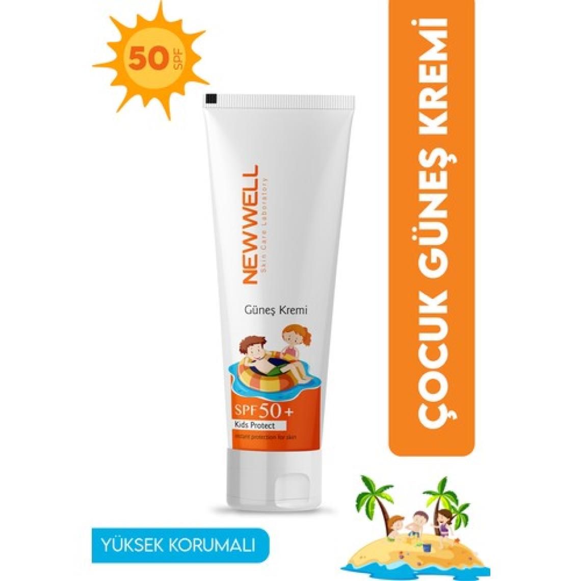 New Well Çocuklar İçin SPF 50+ Güneş Koruyucu Krem - Hassas Ciltler İçin Yüksek UVA/UVB Koruma, 50 ml