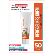 New Well Çocuklar İçin SPF 50+ Güneş Koruyucu Krem - Hassas Ciltler İçin Yüksek UVA/UVB Koruma, 50 ml