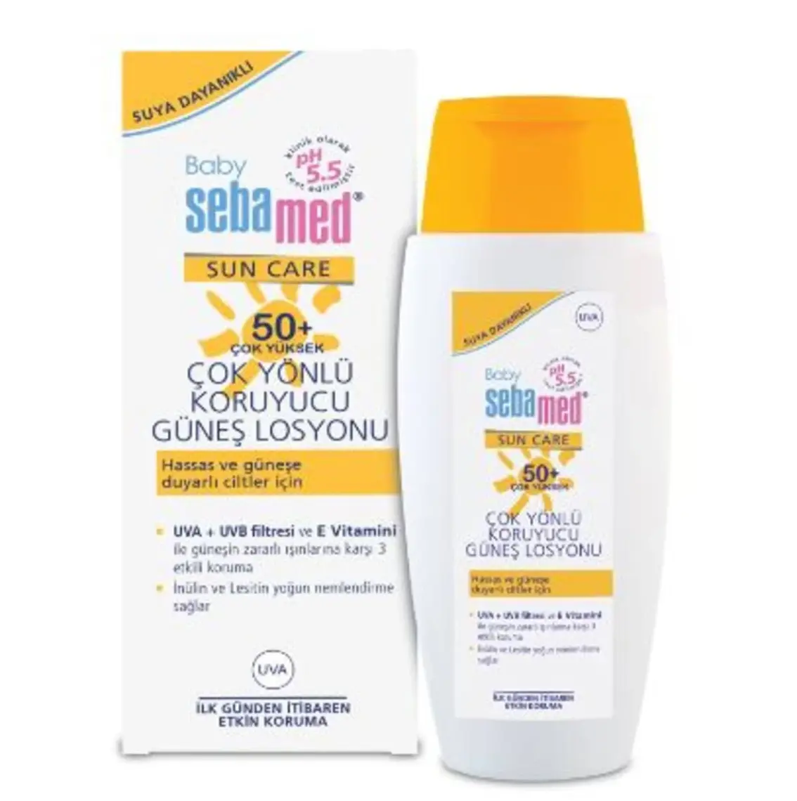 Baby UVA - UVB Filtresi ve E Vitamini Etkili Çok Yönlü Koruyucu Çocuk Güneş Losyonu 50 SPF 150 ml