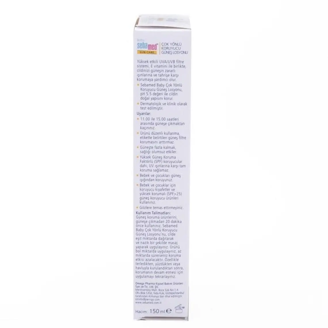 Baby UVA - UVB Filtresi ve E Vitamini Etkili Çok Yönlü Koruyucu Çocuk Güneş Losyonu 50 SPF 150 ml