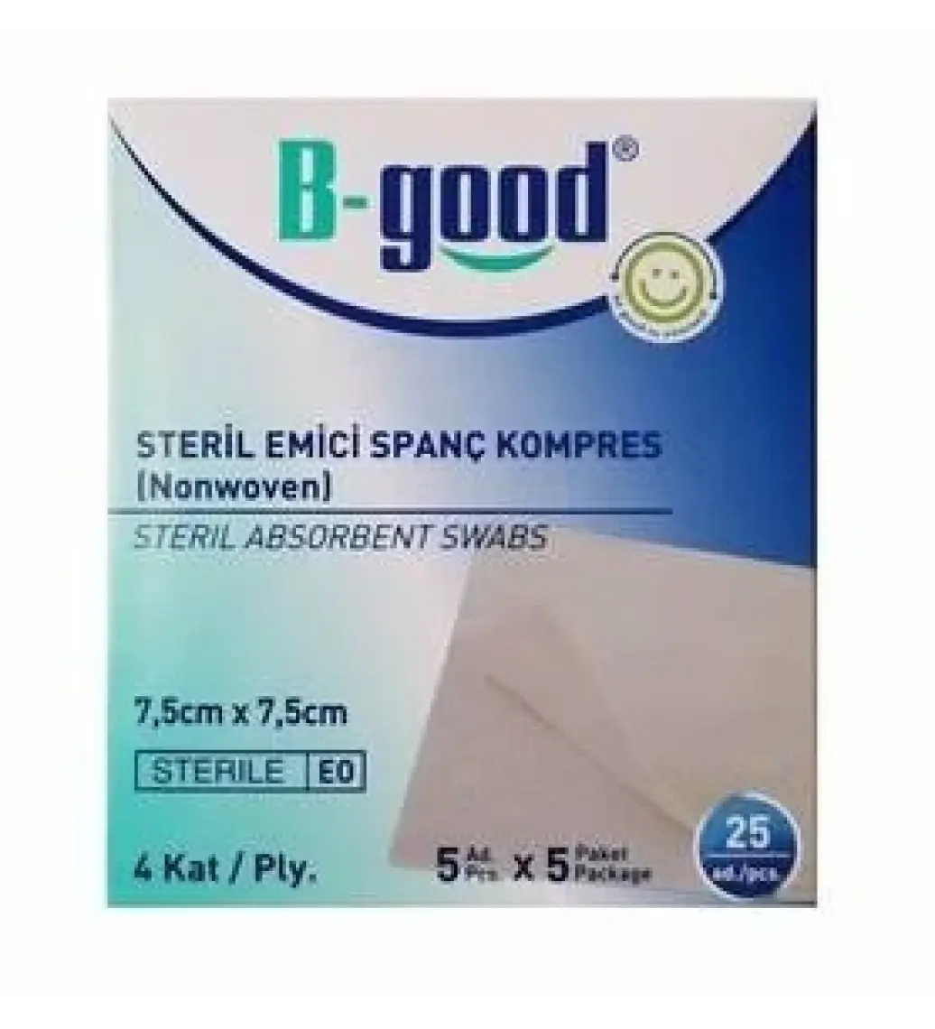 B-Good Steril Emici Spanç Kompres 7.5cmx7.5cm 25LI
