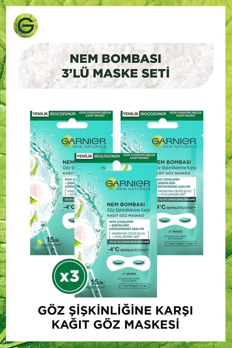 Göz Şişkinliğine Karşı Kağıt Göz Maskesi Hindistan Cevizi Suyu 3'lü Set
