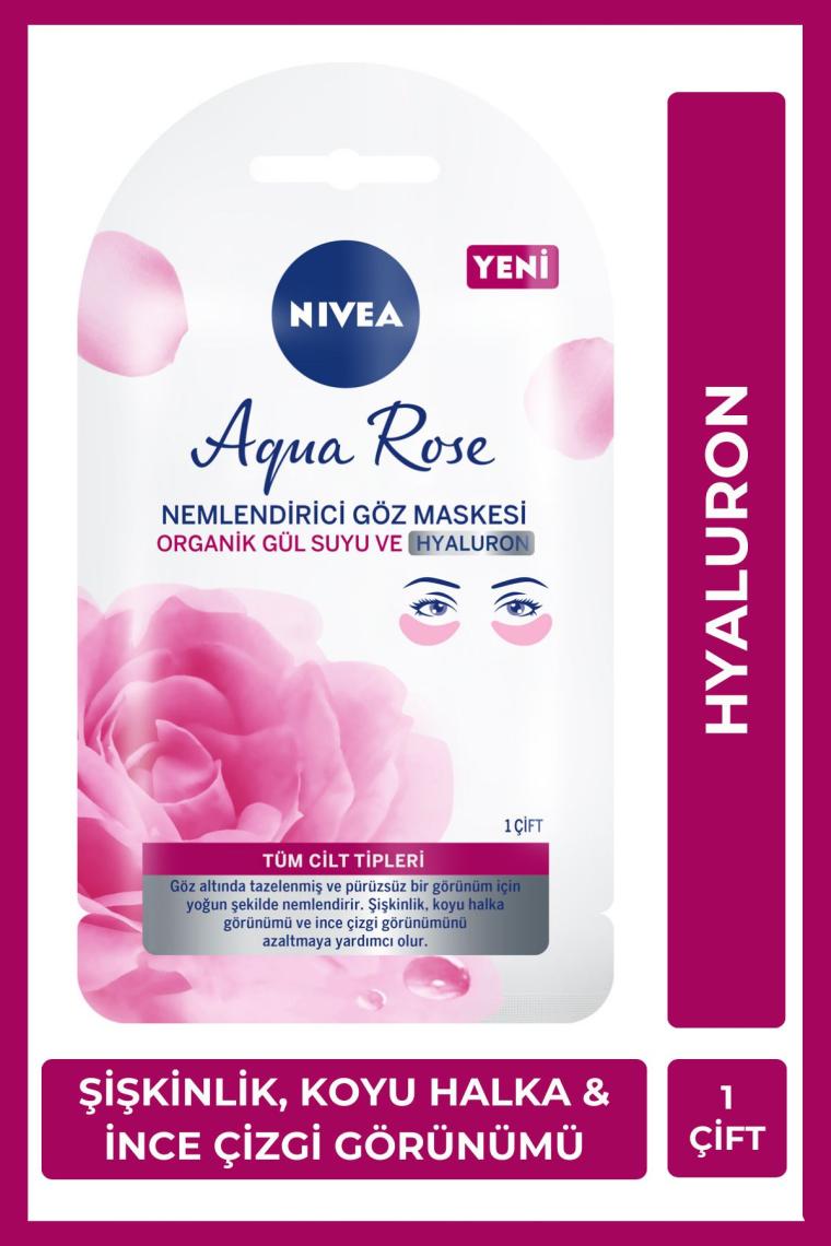Aqua Rose Organik Gül Suyu İçerikli Nemlendirici Göz Maskesi, Hyaluron, Koyu Halka, Göz Torbası