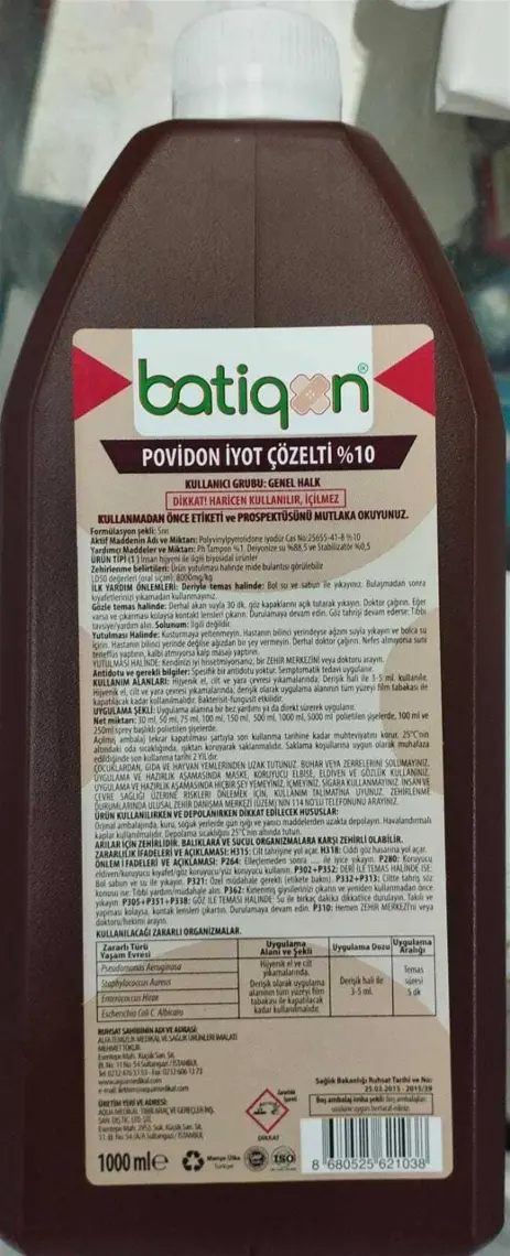 Aqua Batikon Baticonol Çözelti 1000 ml (1 lt) Aqua