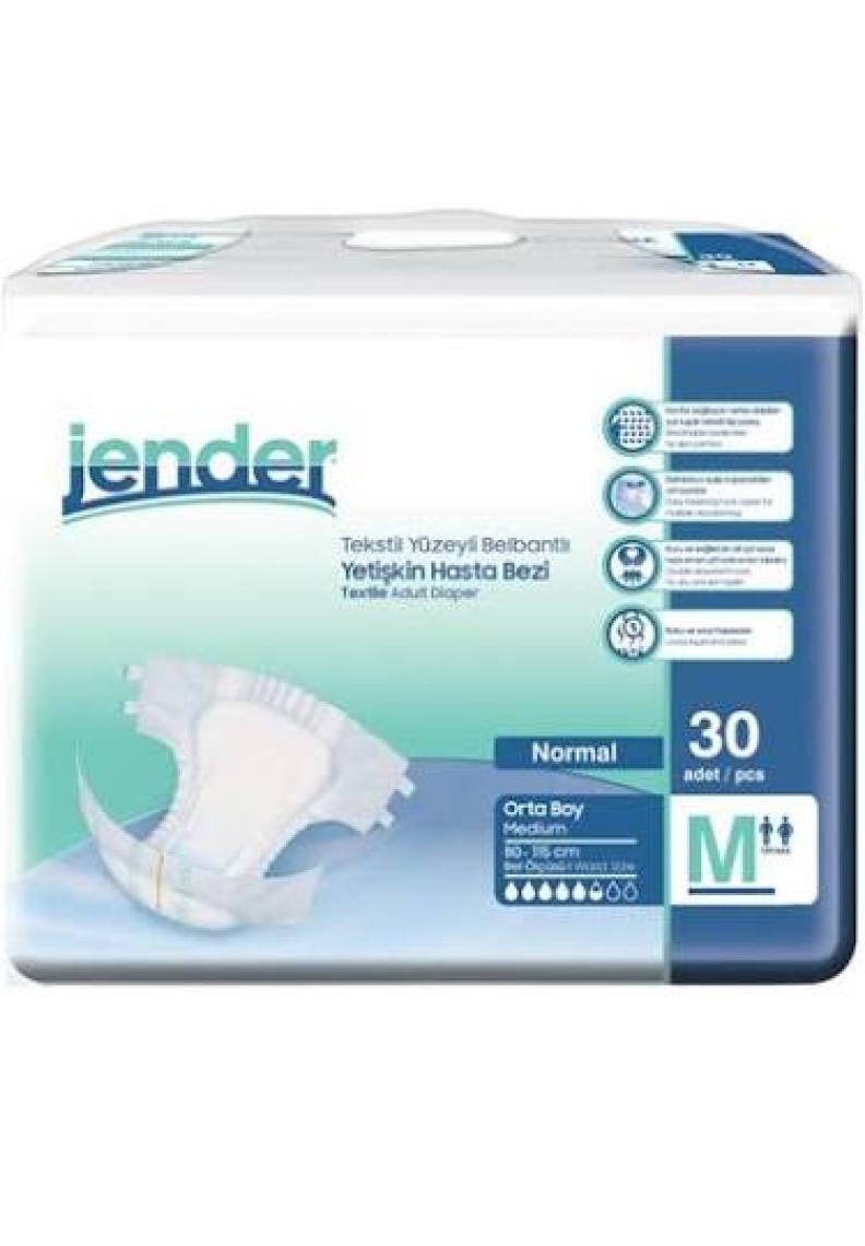 Jender Tekstil Yüzeyli Bel Bantlı Yetişkin Hasta Bezi Medium 30'Lu Paket