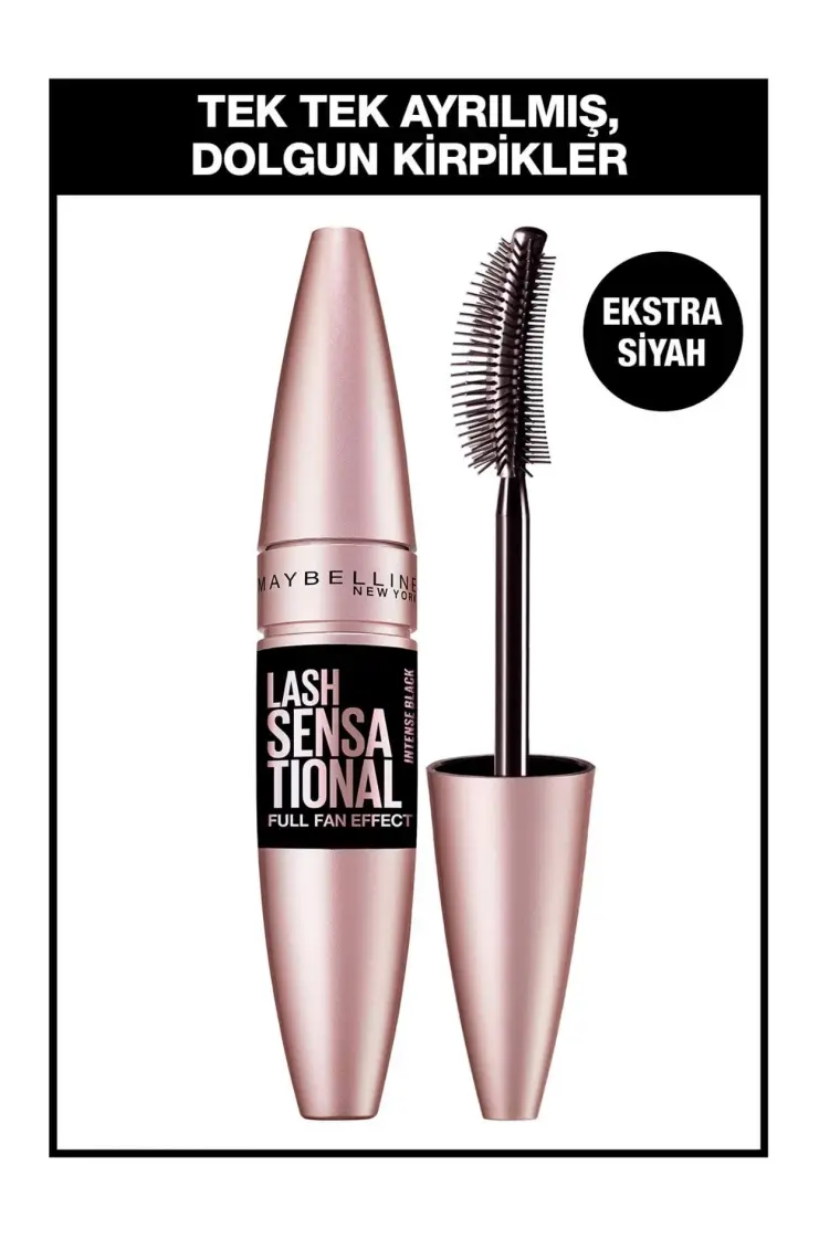 Maybelline New York Lash Sensational Intense Maskara Yelpaze Etkili, Ekstra Siyah