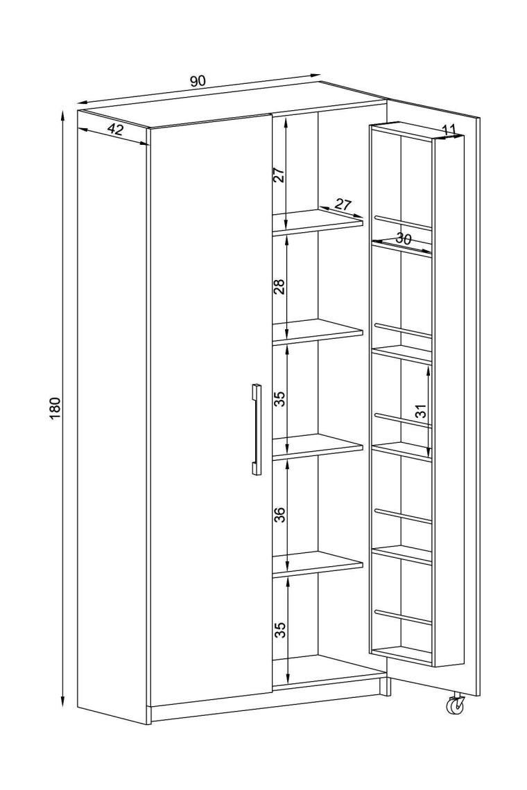 Erzak Dolabı 2 Kapak 180 cm Atlantik Çam