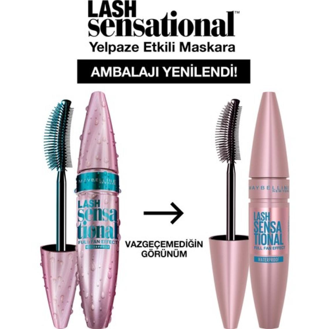 Maybelline Lash Sensational Waterproof Black Suya Dayanıklı Yelpaze Etkili Maskara