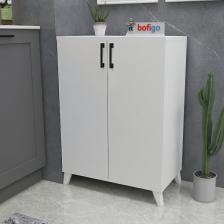 Bofigo 4 Raflı 2 Kapaklı Beyaz Çok Amaçlı Dolap