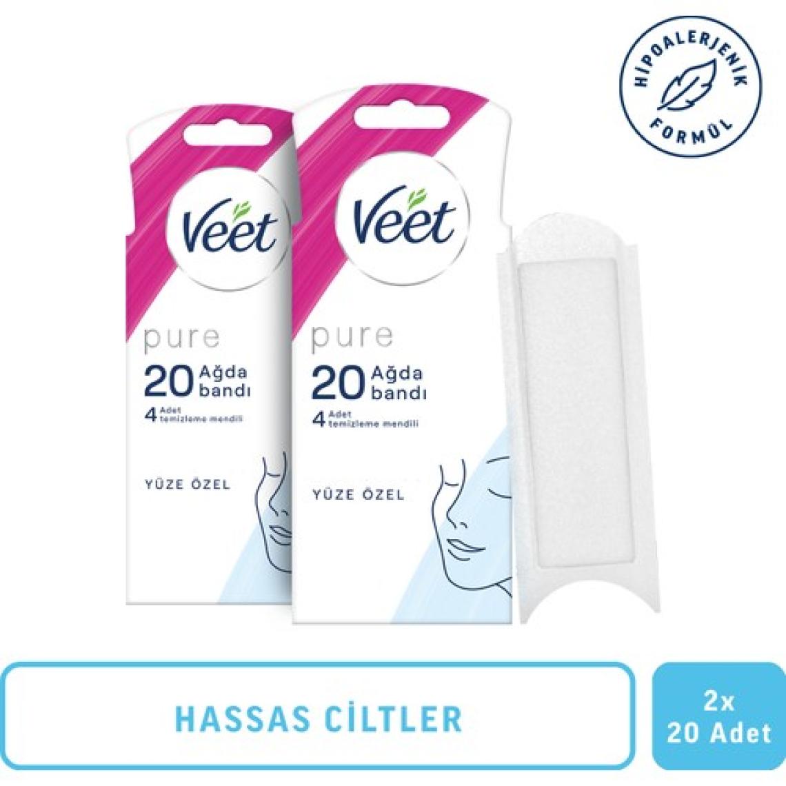 Veet Pure Hipoalerjenik Sir Ağda Bandı Yüz Bölgesi 20'li X 2