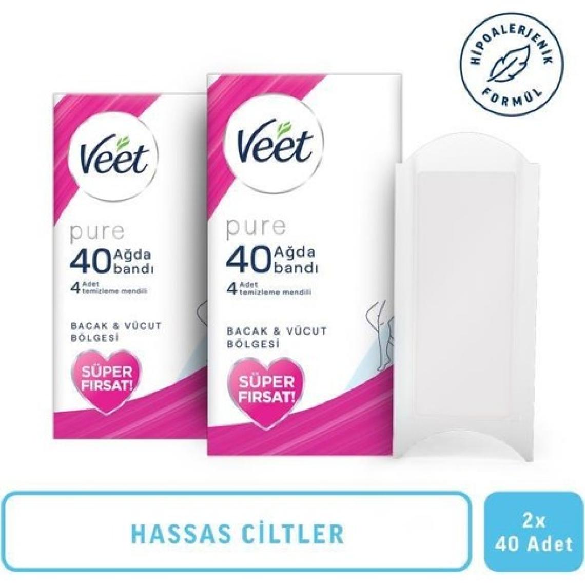 Veet Pure Ağda Bandı Hassas Ciltler İçin Bacak&vücut Bölgesi Süper Fırsat 80’li
