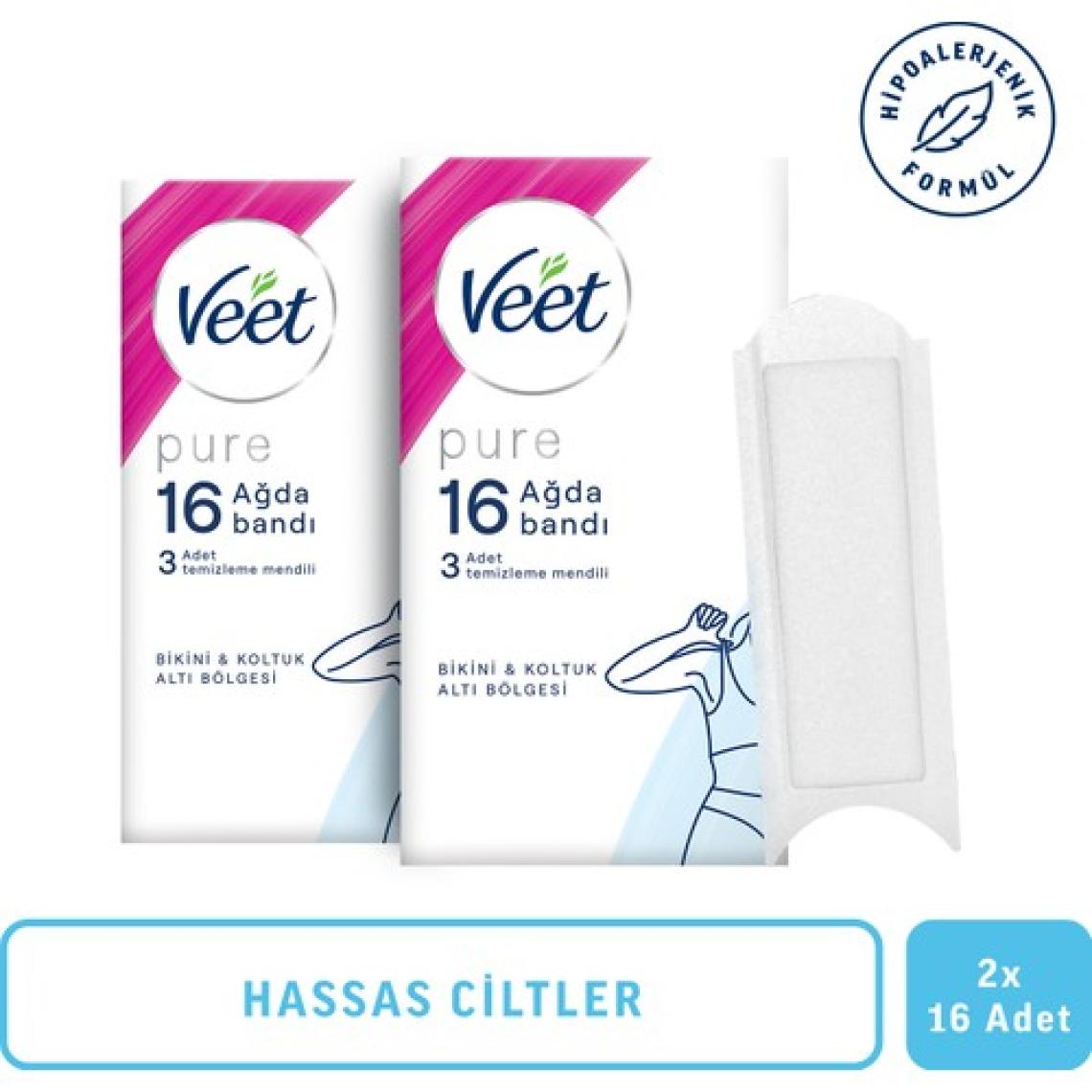 Veet Pure Hipoalerjenik Sir Ağda Bandı Bikini & Koltuk Altı Bölgesi 16'lı X 2