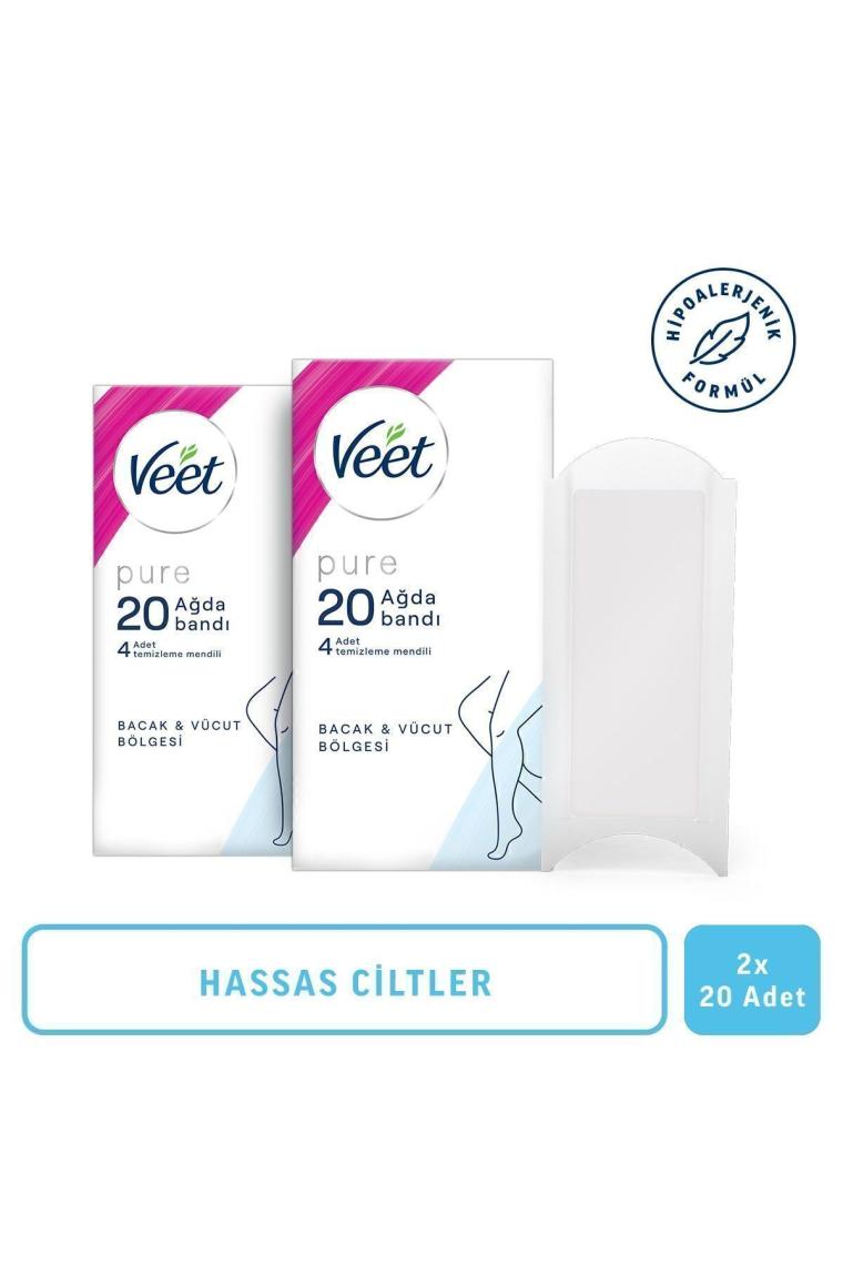 Veet Pure Hipoalerjenik Sir Ağda Bandı Bacak & Vücut Bölgesi 20'li X 2