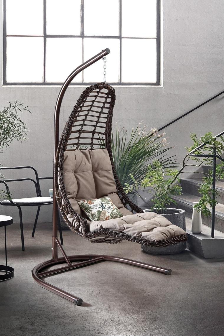 Bodrum Tek Kişilik,sentetik Poli Üretan Rattan Bahçe, Balkon Ve Ev Salıncağı Kahve
