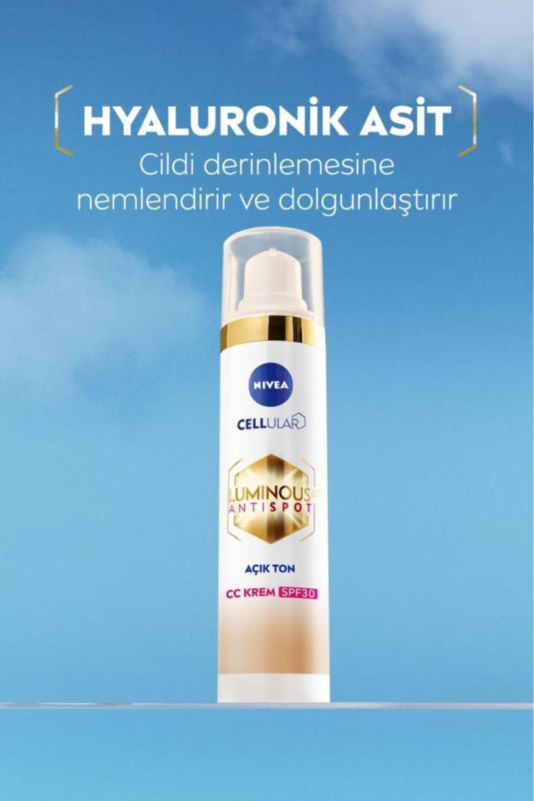 Nivea Lumınous630 Koyu Leke Karşıtı Cc Yüz Kremi 40ml, Spf30 Güneş Koruyucu, Hyaluronik Asit, Açık Ton