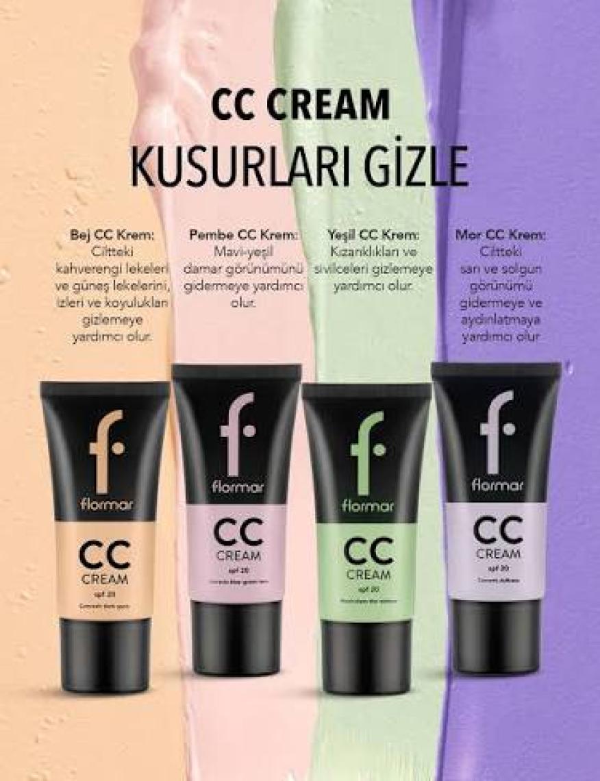 Flormar-Kızarık ve Sivilceli Ciltlere Özel Renk Dengeleyici Anti-Redness CC Krem (CC02 Yeşil Bazlı Ten Rengi) 8690604534715