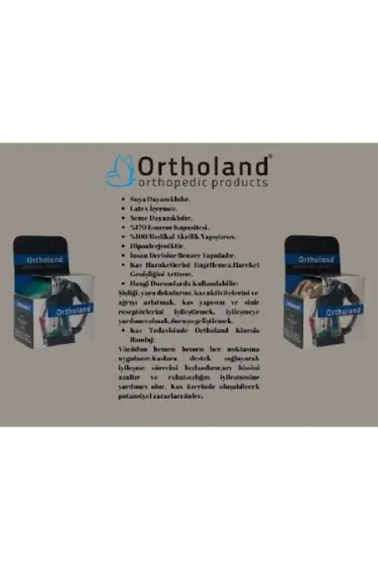 Ortholand Koyu Mavi Renk Kinesio Bandı, Spor Kas Ağrı 5cm*5mt
